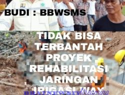 Disinyalir Gunakan Batu Kali Rehabilitasi Jaringan Irigasi Way Bumi Agung Pekerjaan Direktorat Kementerian SDA BBWSMS Jebol