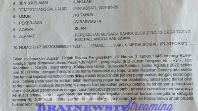 Sengketa Lahan Kanjilo Makin Rumit: Laporan Perusakan & Pemalsuan Dokumen Mangkrak, 4 Ahli Waris Siap Bongkar Fakta di Polresta Gowa