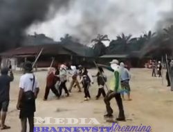 RATUSAN WARGA BAKAR FASILITAS PT BSA SETELAH SUARA ADAT DIBUNGKAM TAHUNAN