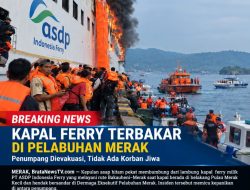ASAP HITAM PEKAT MEMBUMBUNG DARI KAPAL FERRY RUTE BAKAUHENI–MERAK, PENUMPANG DIEVAKUASI