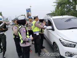 Polres Lampung Utara Pasang Edukasi Pengguna Jalan dalam Operasi Patuh Krakatau 2026